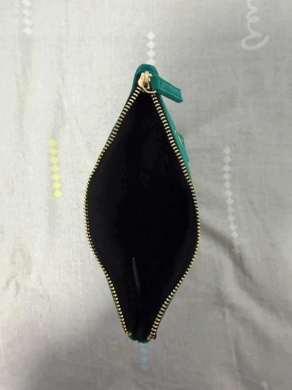 Kiehl's Teal Velvet Cosmetic Pouch with Gold Star Print